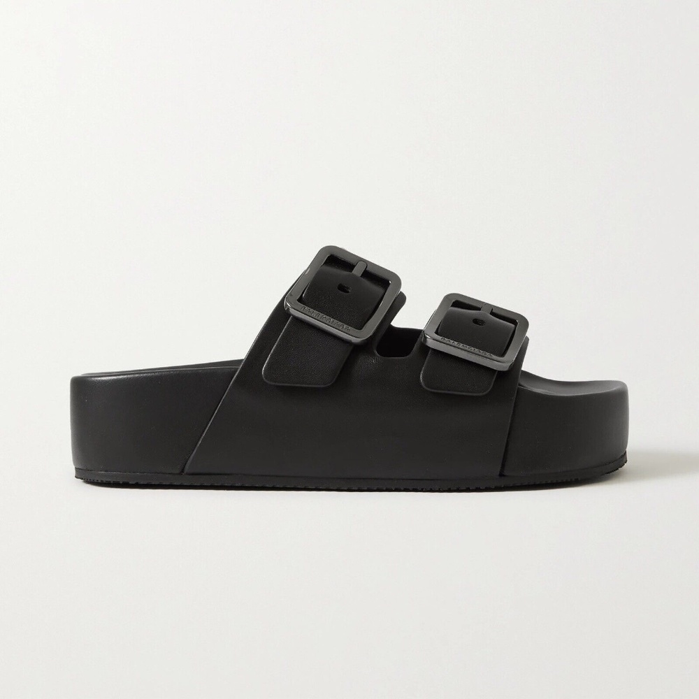 BALENCIAGA Mallorca Platform Leather Sandals Slides Black Size 37 US 7 - Picture 5 of 6